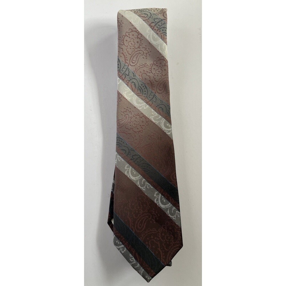 Vintage Gian Maxio Men's Necktie Italian Import Purple/Gray Polyester  53"x 3.5"